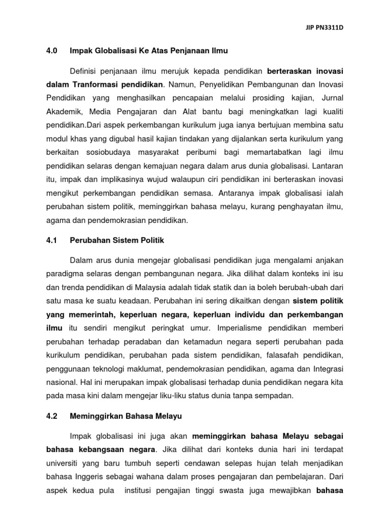 Apakah Impak Globalisasi Kepada Negara Kita Malaysia? - dojoaki