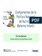 Componentes clave de la Política Nacional de Nutrición Materno Infantil