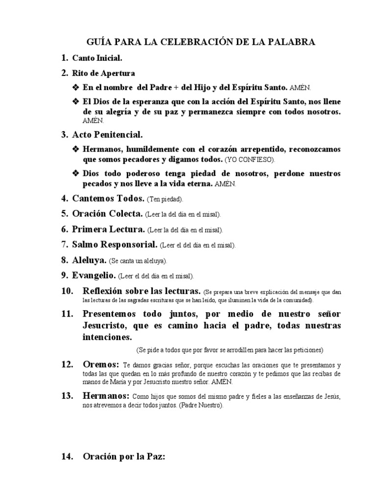 Guía para Celebración de la Palabra | PDF | eucaristía | Oración