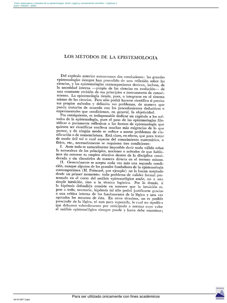 Cap 2 los metodos de la epistemologia pdf conocimiento metaf sica