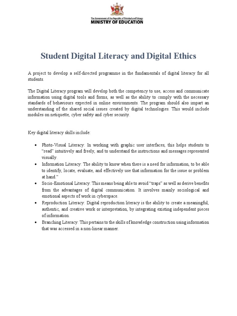 StudentDigitalLiteracyandDigitalEthics PDF