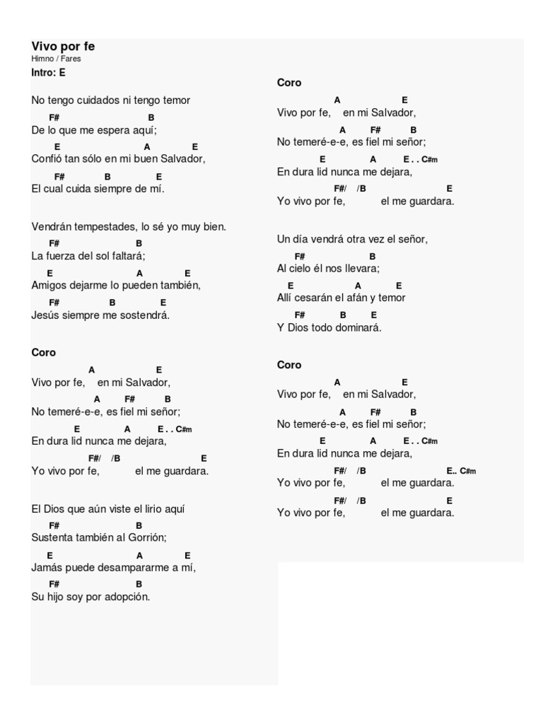 Vivo por fe: Letra y acordes | PDF | Creencia religiosa y doctrina