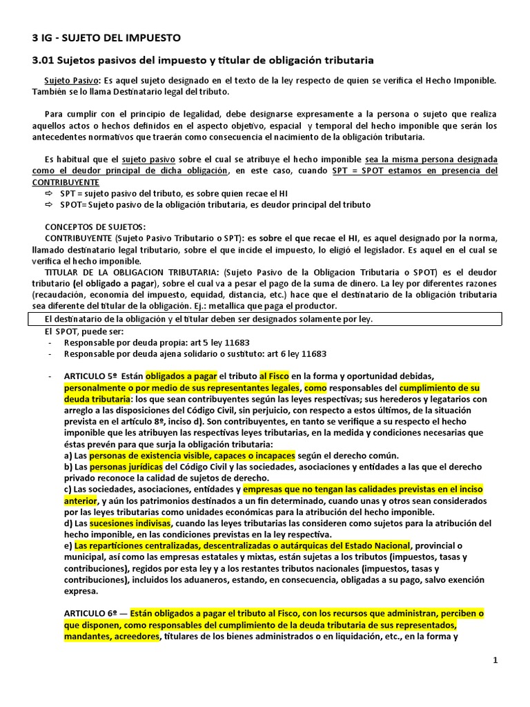 3 Ig - Sujeto Del Impuesto 3.01 Sujetos Pasivos Del Impuesto y Titular ...
