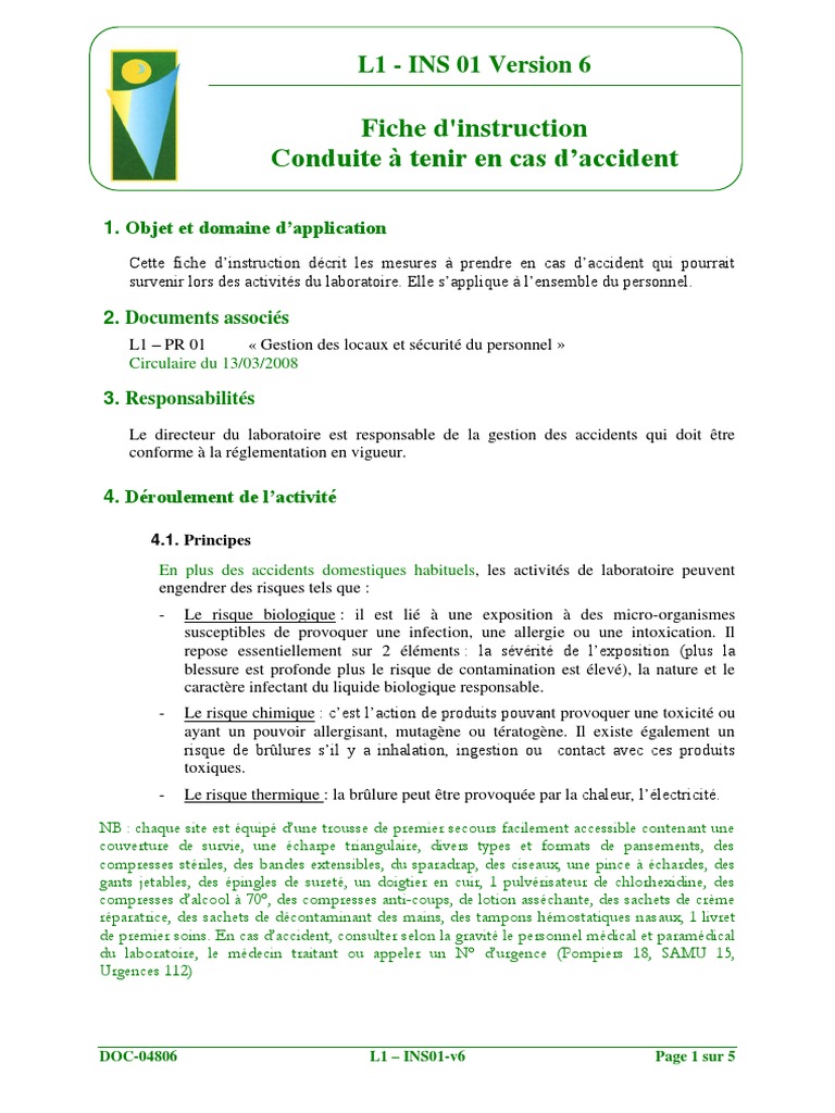 Conduite à tenir en cas d'accident | PDF | Brûlure | Spécialités médicales