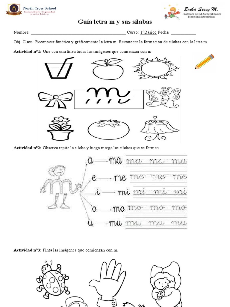 Guía Letra M y Sus Sílabas: Actividad N°1: Une Con Una Línea Todas Las ...
