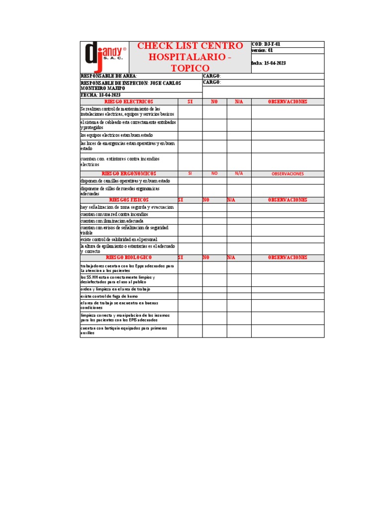 Check List de Hospitales | PDF