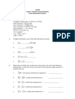 CH186 Nuclear Chemistry Exam Questions From Spring 2001 Semester