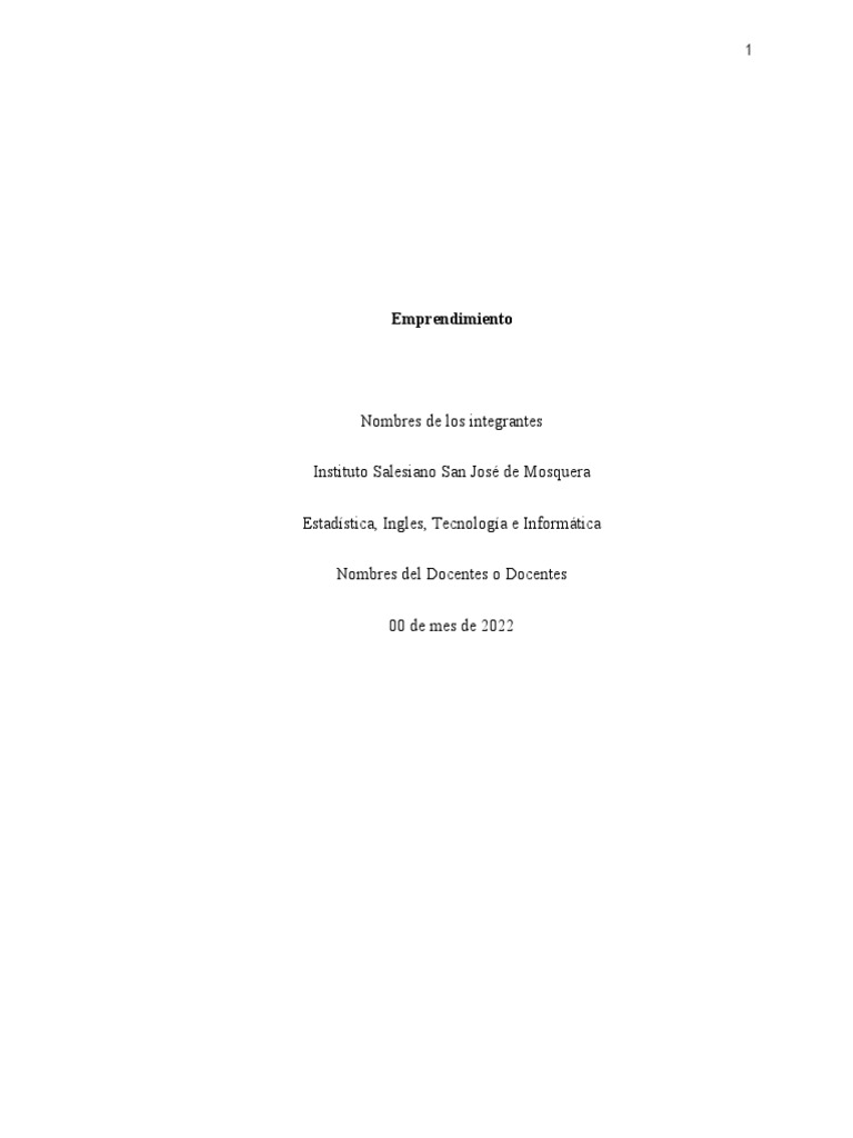 Documento de word para la carpeta de emprendimiento normas apa 7