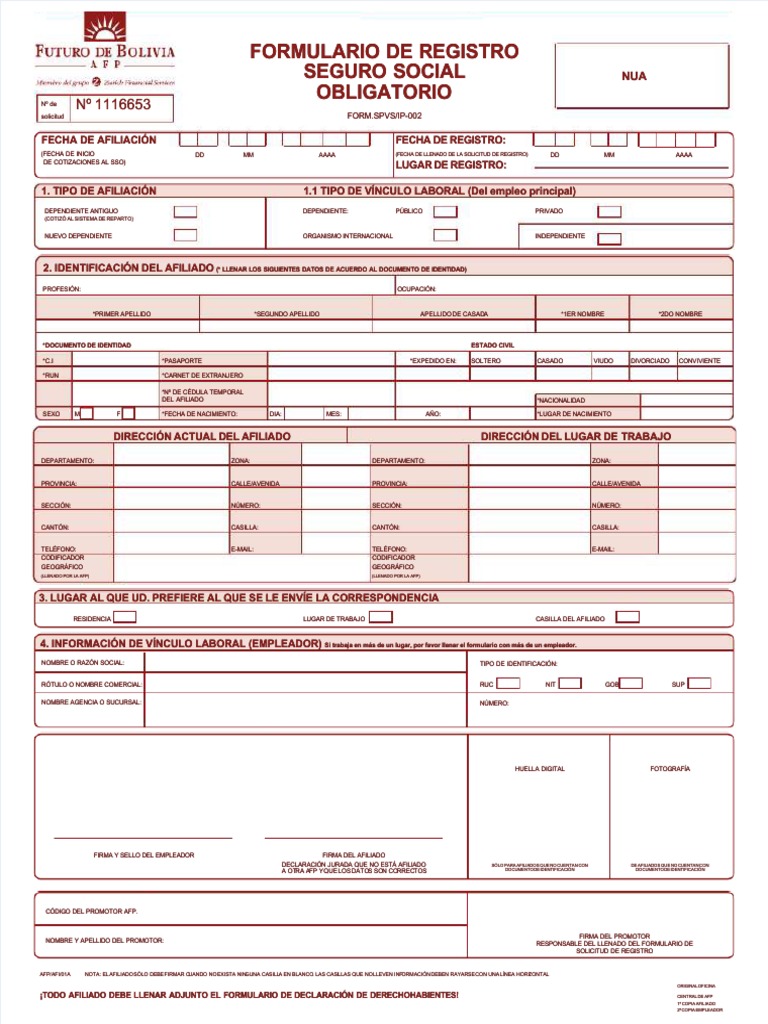 PDF Formulario de Registro Afp - Compress | PDF | Privacidad | Control ...