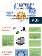 Tipos de Empresas Tipos de Sociedades: Presentado Por: Paula Velásquez Universidad Corhuila 2023