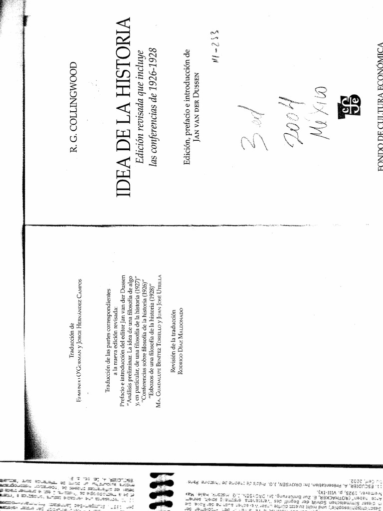 Livro COLLINGWOOD 1936 Conferências Sobre Filosofia Da História PDF