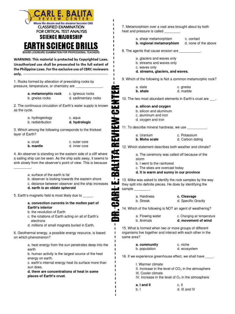 MLET2023 MSTeamsEarth Science Drills Download Free PDF Rock
