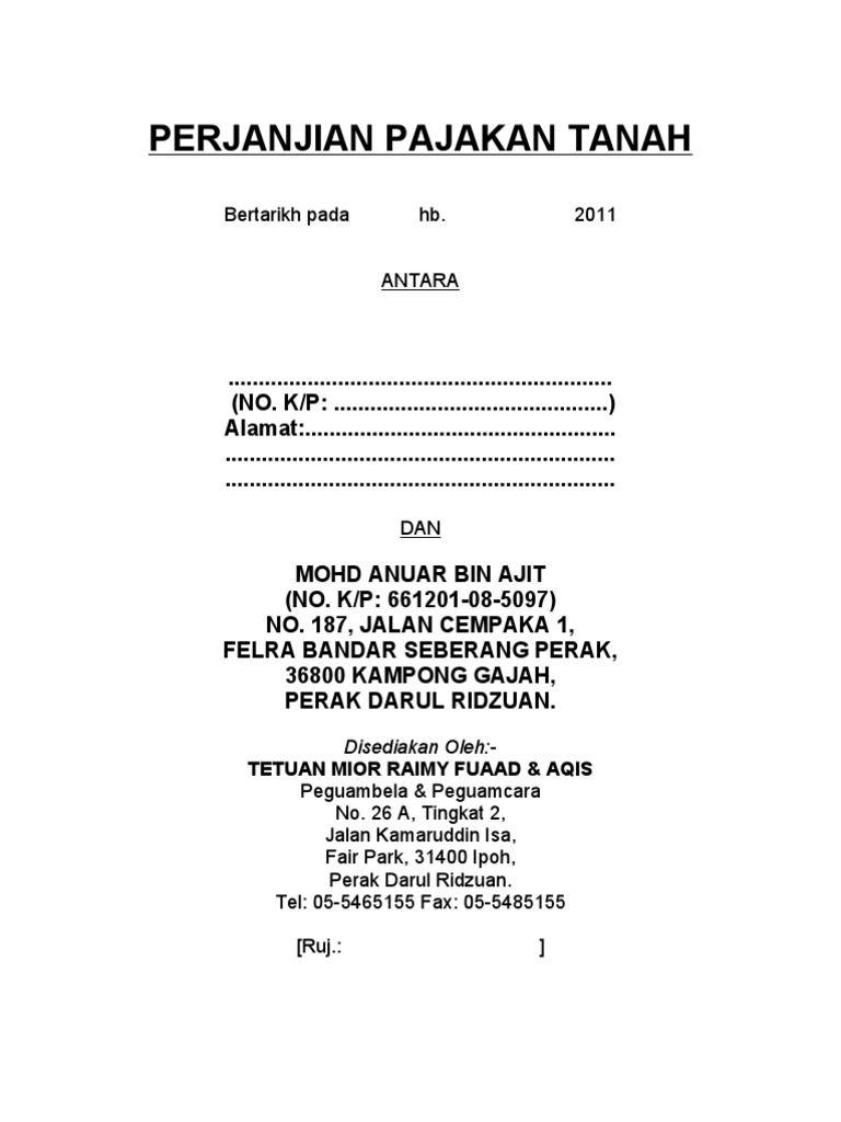 Contoh Surat Akuan Bertulis Geran Nerima Tanah Dalam Jaku Iban
