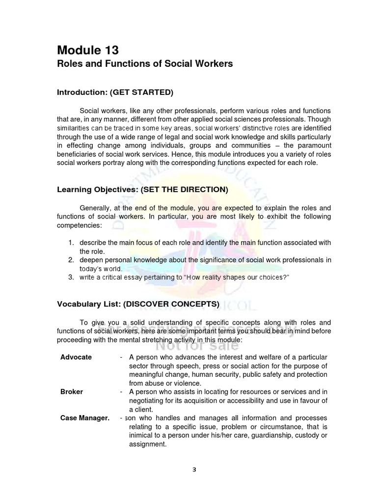 Roles and Functions of Social Workers | PDF | Social Work | Knowledge