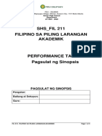 Performance Task 2 - Paglalagom - Sinopsis-1-1