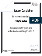 Certificate - Clock Hours Positive Guidance and Discipline 2022-23 Perez