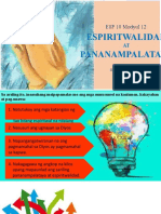 Espiritwalidad Pananampalataya: ESP 10 Modyul 12