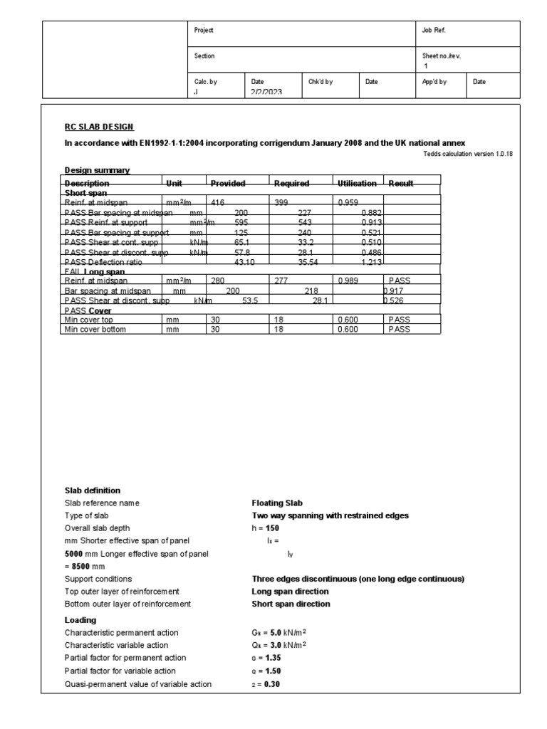 Floating RC Slab Design (EN1992) | PDF | Bending | Structural Engineering