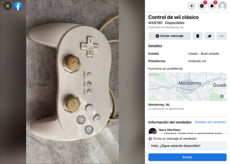 Marketplace Control de Wii Clásico Facebook PDF