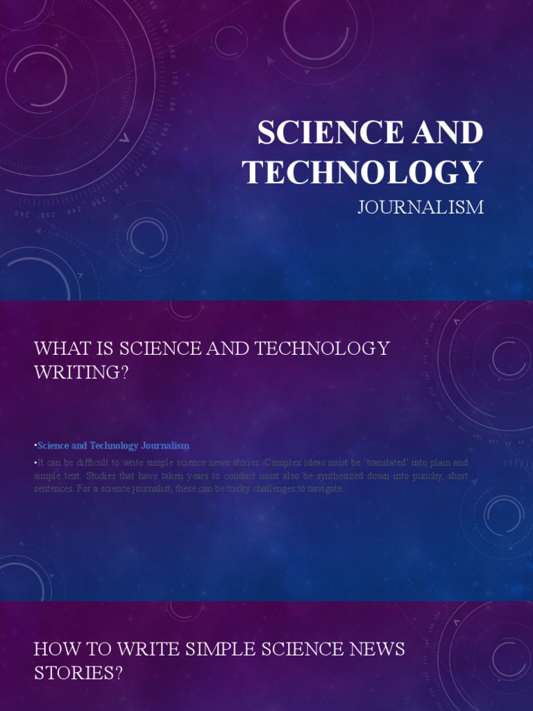 Science and Technology Journalism PDF News Science