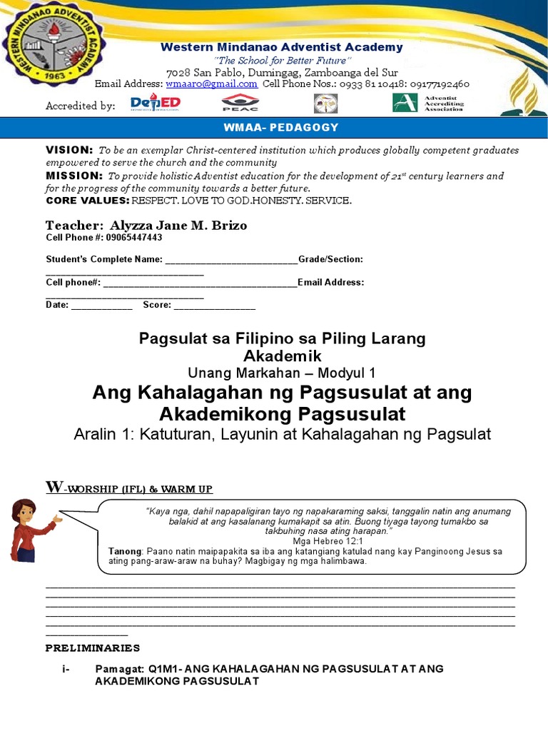 Ang Kahalagahan NG Pagsusulat at Ang Akademikong Pagsusulat: Pagsulat ...