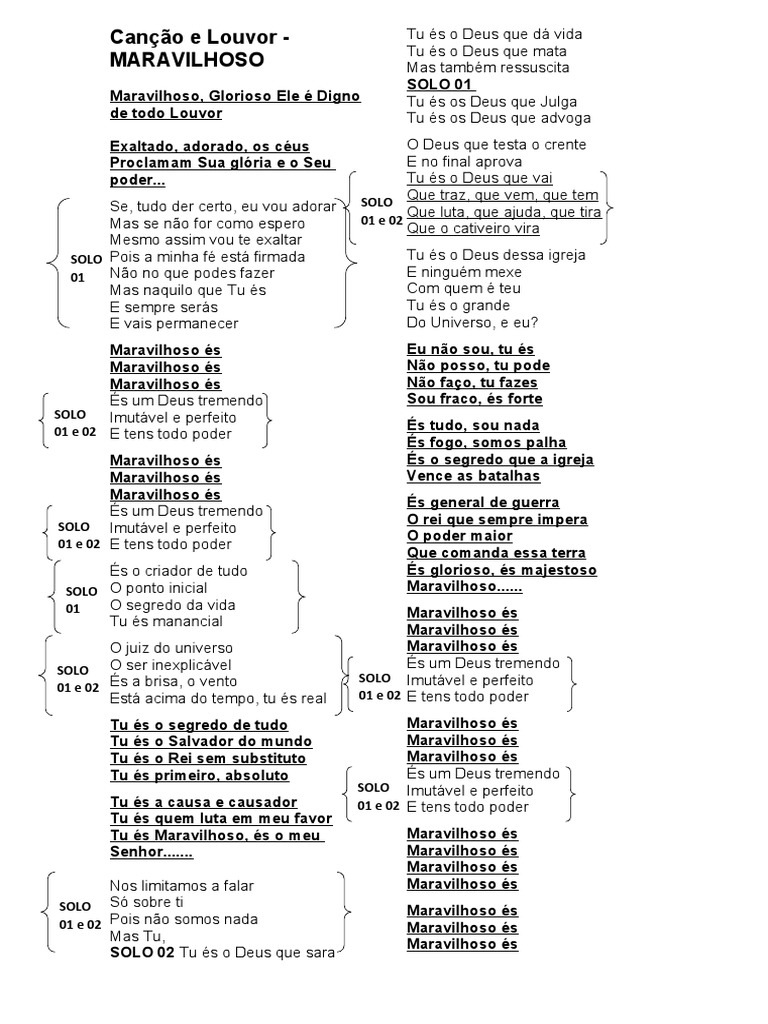 Canção e Louvor - Maravilhoso | PDF | Deus