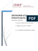 Hemorragia Postparto: Ginecología y Obstetricia Alumna: Gil Merino Sharon Maryseli Código de Matrícula: 77222512