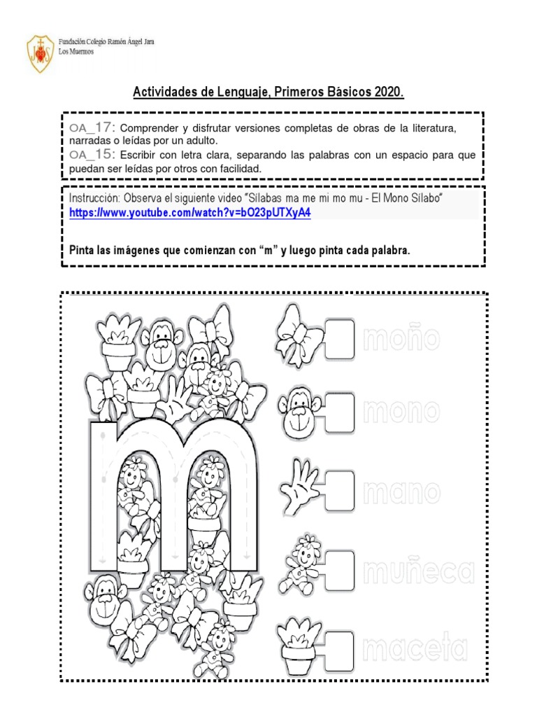 Actividades de Lenguaje para Primeros Básicos | PDF | Artes del ...