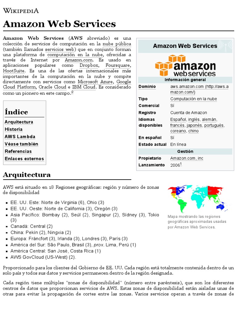 Amazon  Services Wikipedia, La Enciclopedia Libre PDF Servicios web de Amazon