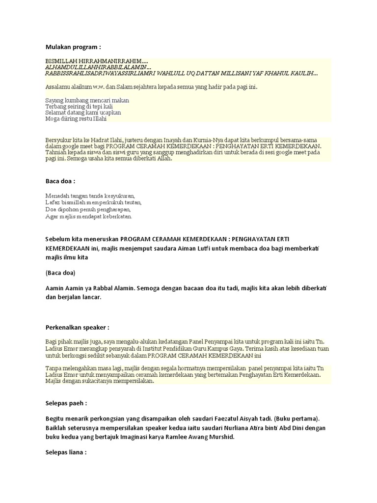 Ceramah Penghayatan ERTI Kemerdekaan | PDF