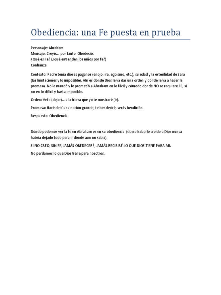 La Fe y Obediencia de Abraham | PDF