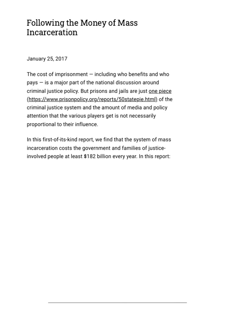Cost Analysis of Mass Incarceration | PDF | Incarceration In The United ...