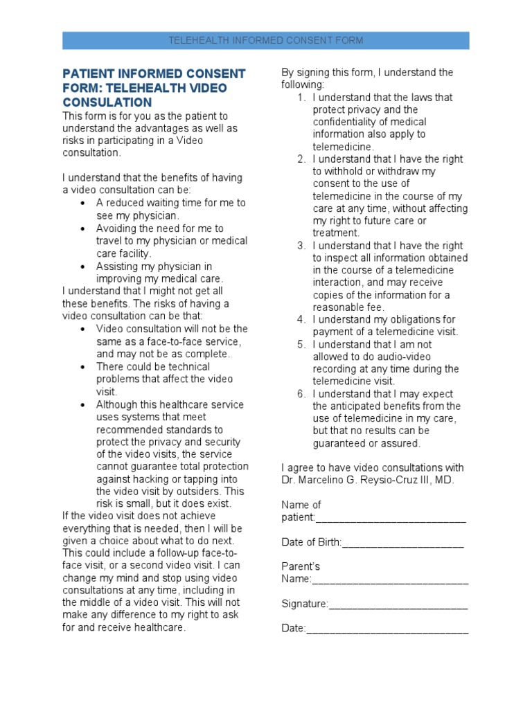 Patient Informed Consent Form Copy 2 1 1 Pdf Informed Consent