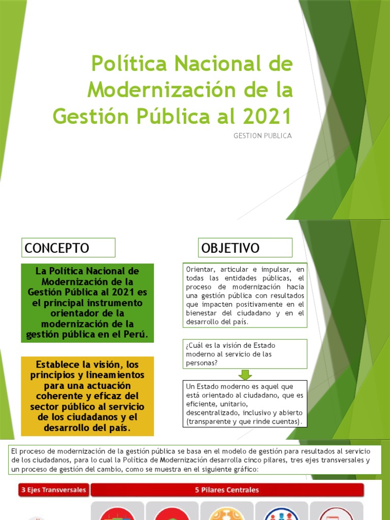 Politica Nacional de Modernizacion de La Gestion Publica | PDF ...
