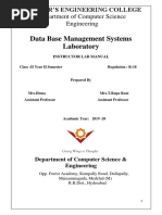 Data Base Management Systems Laboratory: Department of Computer Science Engineering