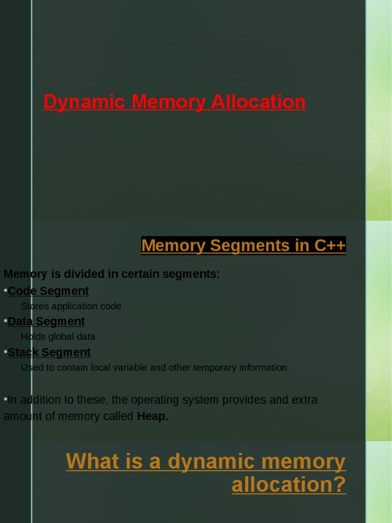 Dynamic Memory Allocation (I) | PDF