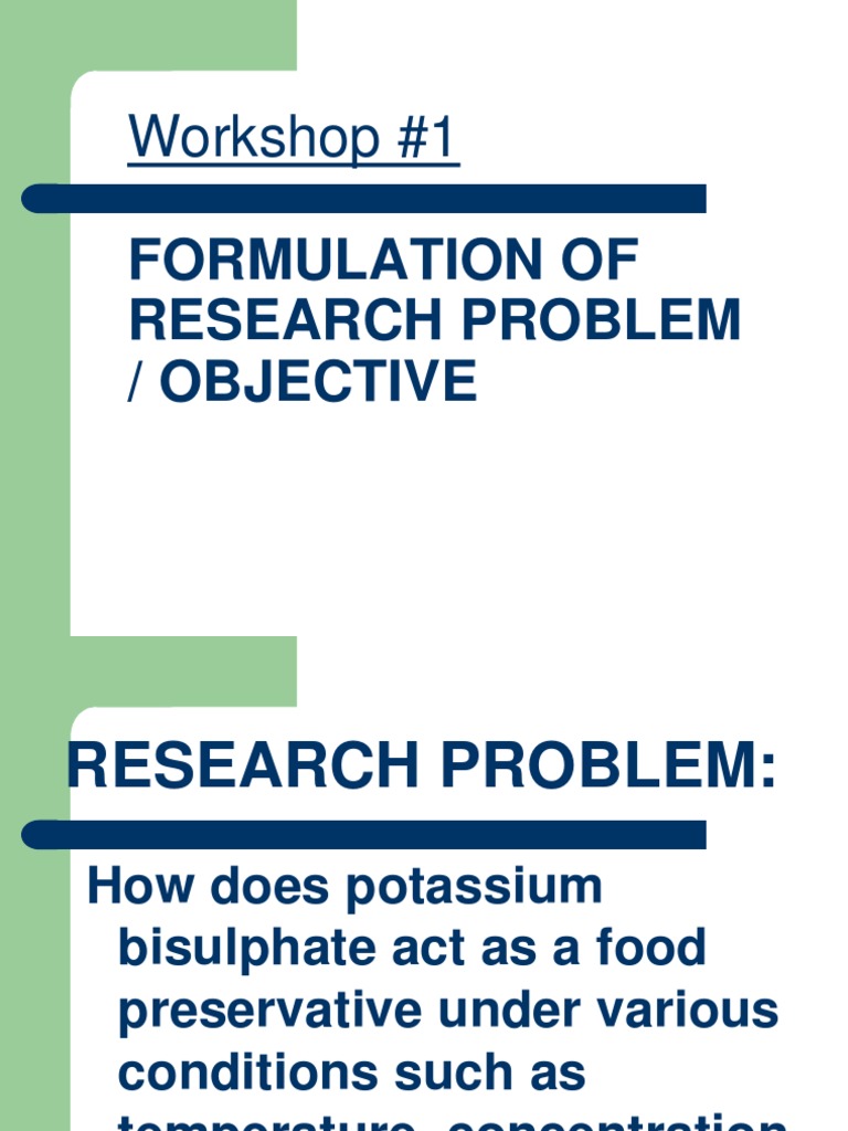 formulation of research objectives pdf