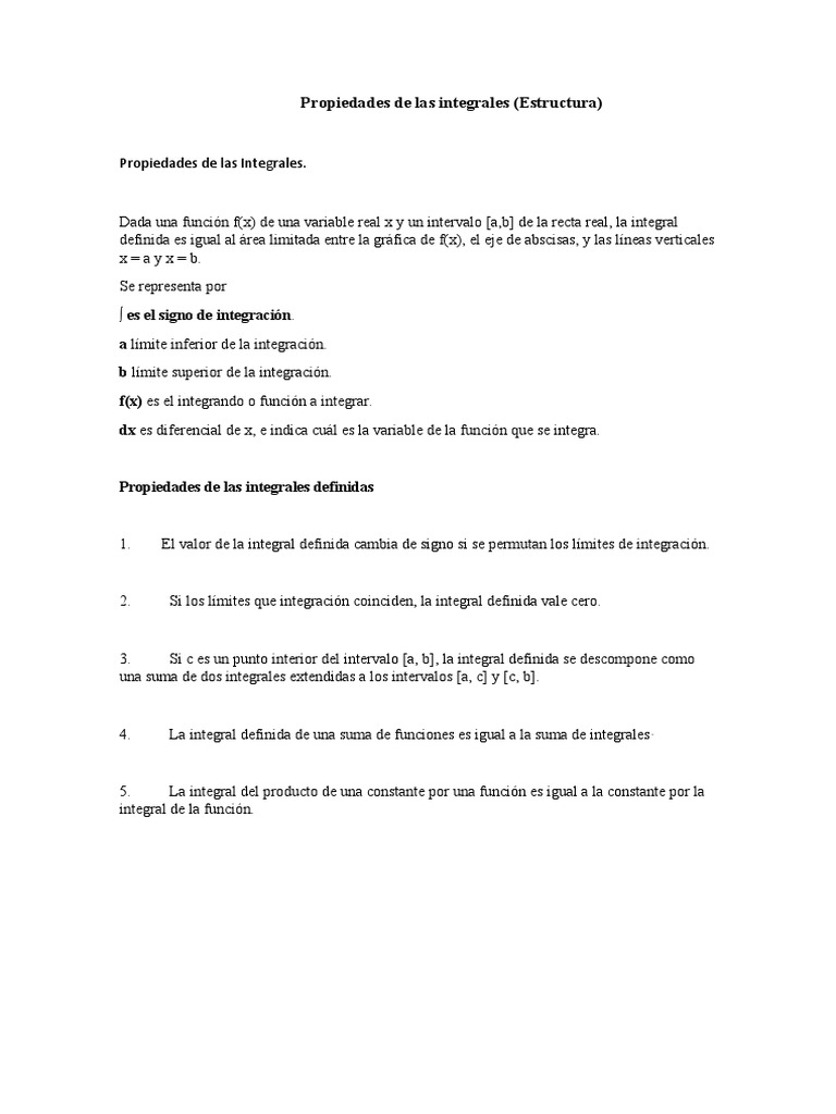 Propiedades de Las Integrales | PDF