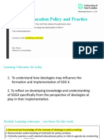 4 Week ET7750 Lecture and Workshop Ideologies in Policy and Policy Making