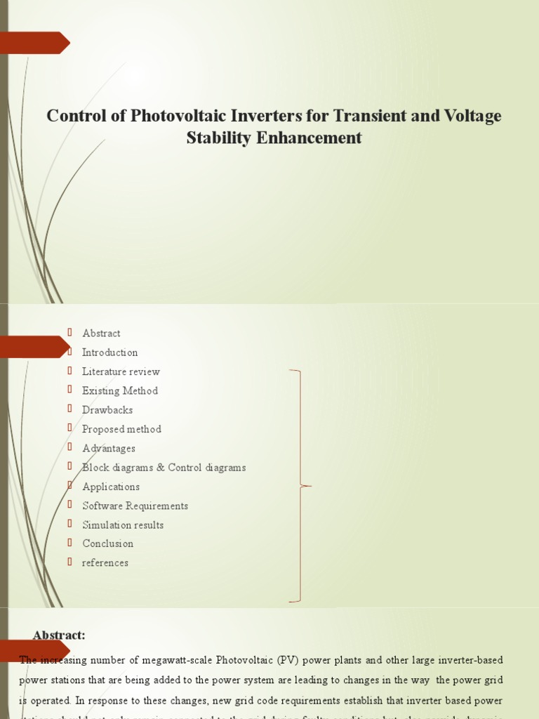 2 ND Control of Photovoltaic Inverters For Transient and