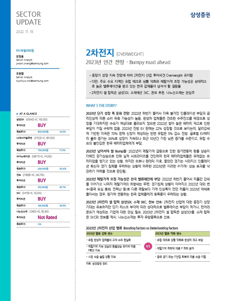 Sector Update: 2023년 연간 전망 - Bumpy road ahead | PDF