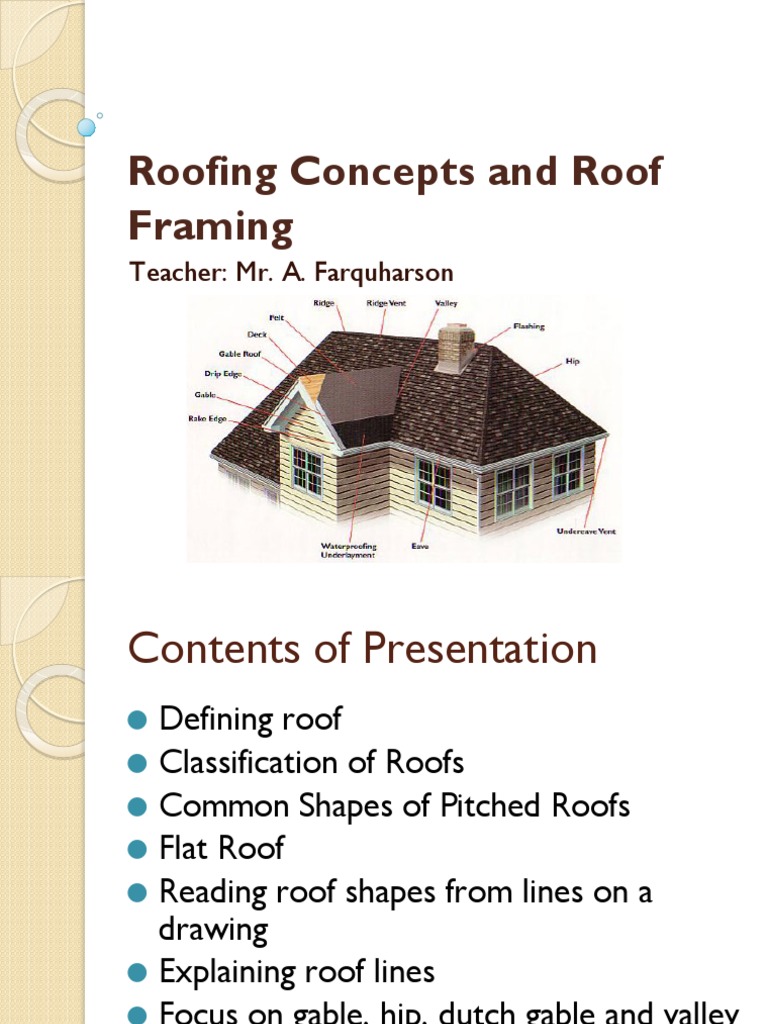 Roofing Concepts and Roof Framing: Teacher: Mr. A. Farquharson | PDF ...