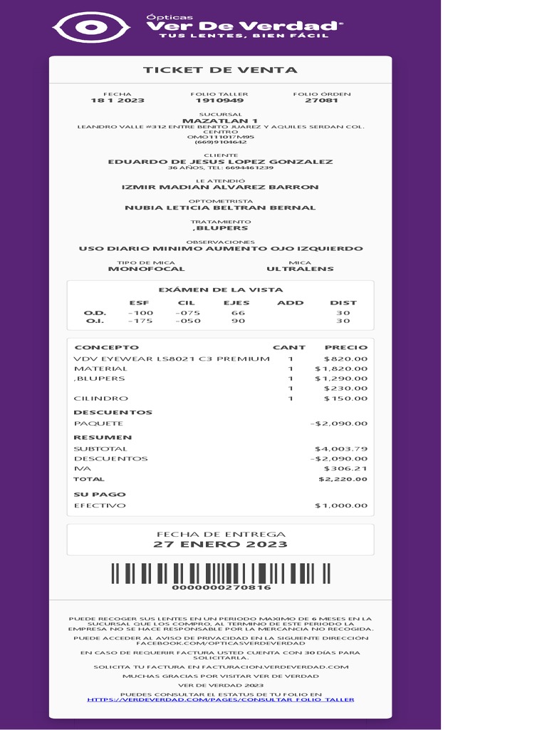 Ticket de Venta | PDF
