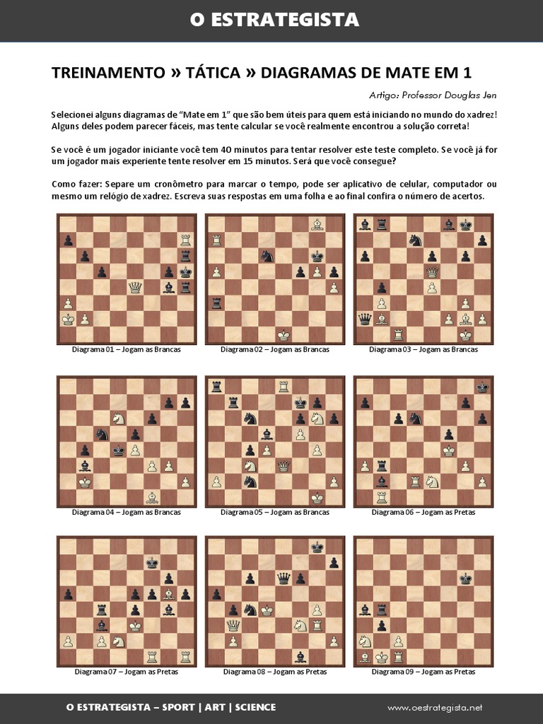 Treinamento Tática Diagramas de Mate em 1: Artigo: Professor Douglas Jen, PDF