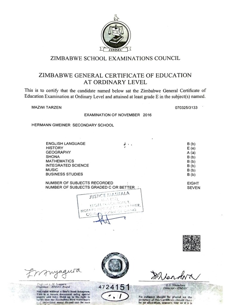 O Level Certificate PDF