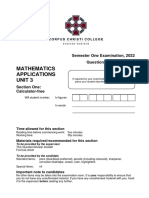 Mathematics Applications Unit 3: Semester One Examination, 2022 Question/Answer Booklet