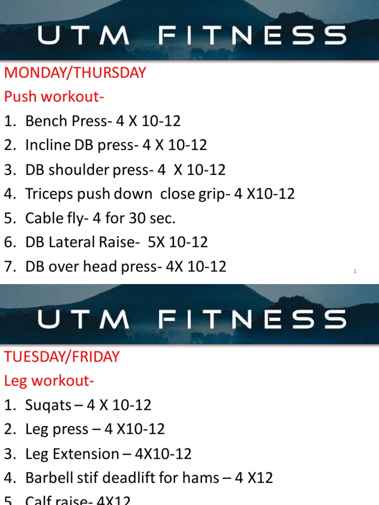 Utm Push Pull Leg Workout PDF