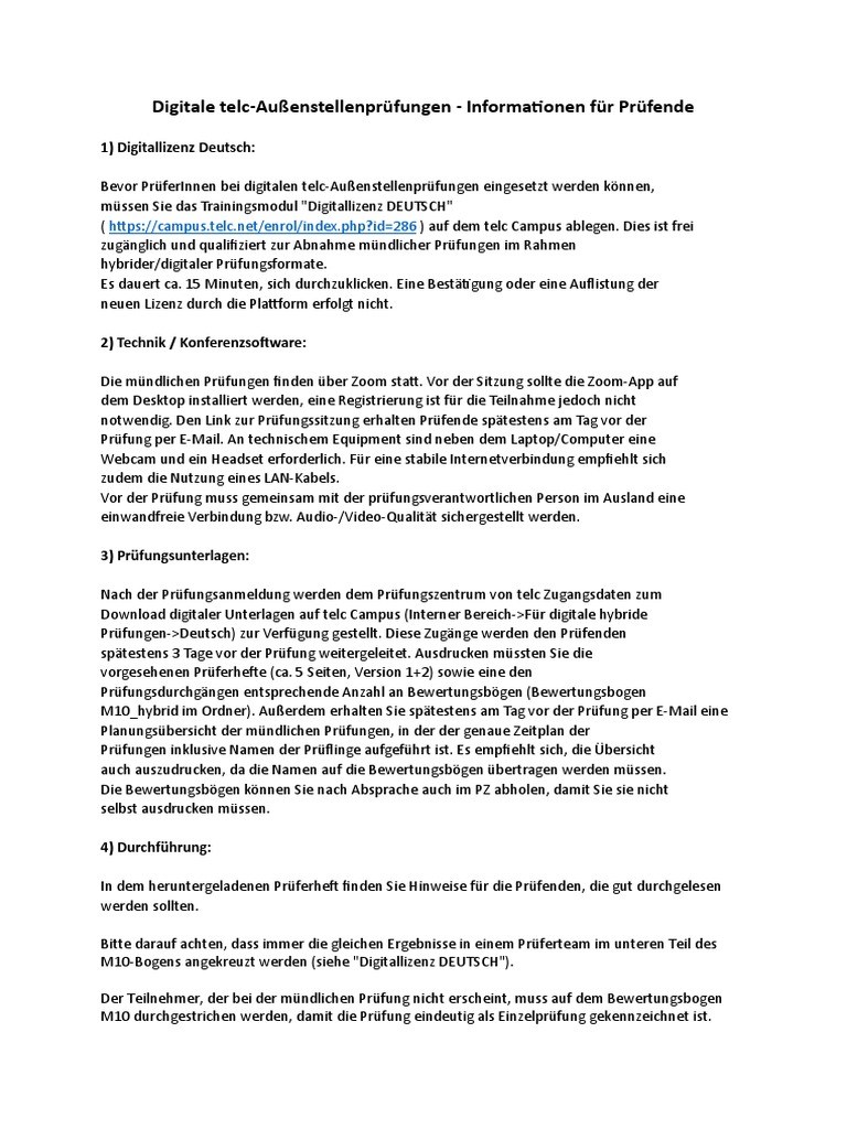 Allgemeine Informationen Fuer Pruefende | PDF
