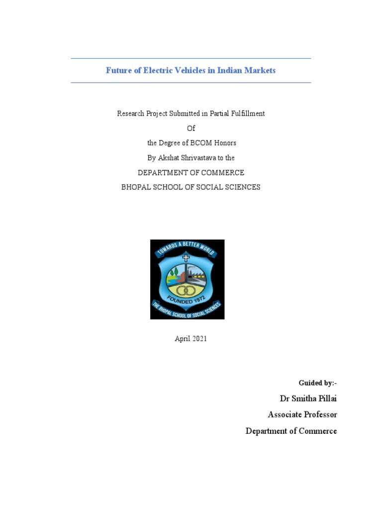 Future of Electric Vehicles in Indian Markets | PDF | Electric Vehicle ...