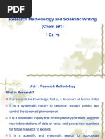 Research Methodology and Scientific Writing (Chem 591) 1 Cr. HR